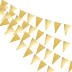 Banderin Triangulo METALIZADO Dorado de Carton. Mide 2 Mts Aprox.