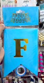 Banderin FELICIDADES con Stamping Dorado. Mide 2.5 Mts. Aprox. Rosa, Celeste Blanco o Multicolor. - Imagen 2