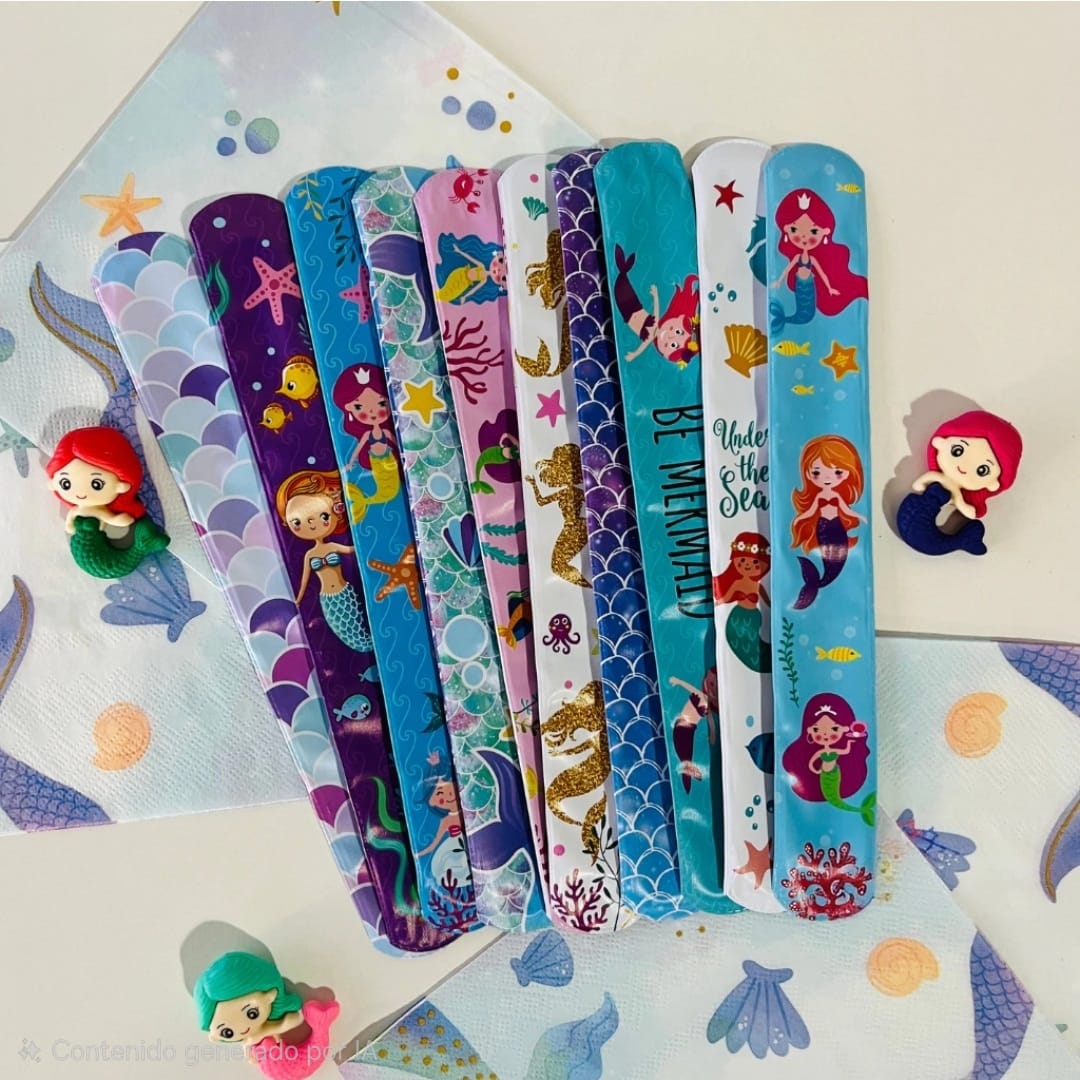 Pulseras SLAP SIRENAS (Magicas) Surtidos. x 10 - Cotillón Party Expres