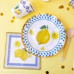 Platos Ondulados Polipapel DOLCE VITA LIMONES Con Stamping Dorado x 8 Unidades