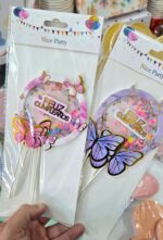 Topper Feliz Cumpleaños MARIPOSAS 3D SHAKER con 3 Mariposas. Rosa o Lila. - Imagen 2