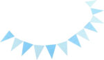 Banderin Triangular Chevron. Mide 2.5 Mts. Aprox. Rosa o Celeste con Blanco