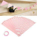 Banderin Triangular Chevron. Mide 2.5 Mts. Aprox. Rosa o Celeste con Blanco - Imagen 2