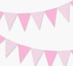 Banderin Triangular Chevron. Mide 2.5 Mts. Aprox. Rosa o Celeste con Blanco - Imagen 4