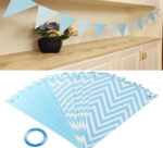 Banderin Triangular Chevron. Mide 2.5 Mts. Aprox. Rosa o Celeste con Blanco - Imagen 3