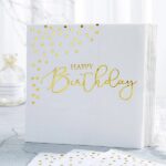 Servilletas Premiun Con Stamping Dorado : HAPPY BIRTHDAY PUNTITOS  x 12 Unidades. - Imagen 2