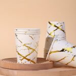 Vaso Polipapel MARMOLADO BLANCO con Dorado x 10