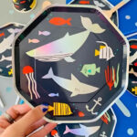 Plato Polipapel  Bajo el Mar  x 10 Unidades Con Stamping Plata