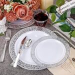 Plato de Plastico PREMIUN CALADO PLATEADO X 6 . Miden 19 cm Diametro.