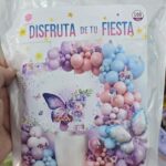 Set de Globo XL  ARCO ORGANICO MARIPOSAS LILAS ROSAS100 Piezas.