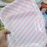 Plato Cuadrado Grande de Polipapel CHEVRON ROSA x 10