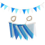 Banderin de Arpillera GAMA CELESTES Y AZULES . Mide Aprox 1.8 mts.