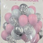 Set GLOBOS X 30 Unidades CHROMO CONFETTI Y PERLADOS : Gama Rosa Blanco Plata