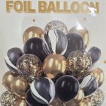 Set GLOBOS X 30 Unidades CHROMO CONFETTI Y PERLADOS : Gama Dorado y Negro