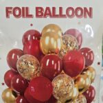 Set GLOBOS X 30 Unidades CHROMO CONFETTI Y PERLADOS : Gama Rojo y Dorado