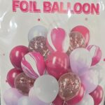 Set GLOBOS X 30 Unidades CHROMO CONFETTI Y PERLADOS : Gama Rosa Fuxia y Blanco