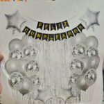 Set de Globos XL Con CORTINA Y FELIZ CUMPLEAÑOS EN PLATEADO
