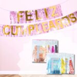 Banderin FELIZ CUMPLEAÑOS CON FLECOS. Varios Colores.