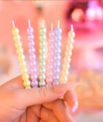 Velas PERLAS X 6 con Portavelas Perladas Multicolor
