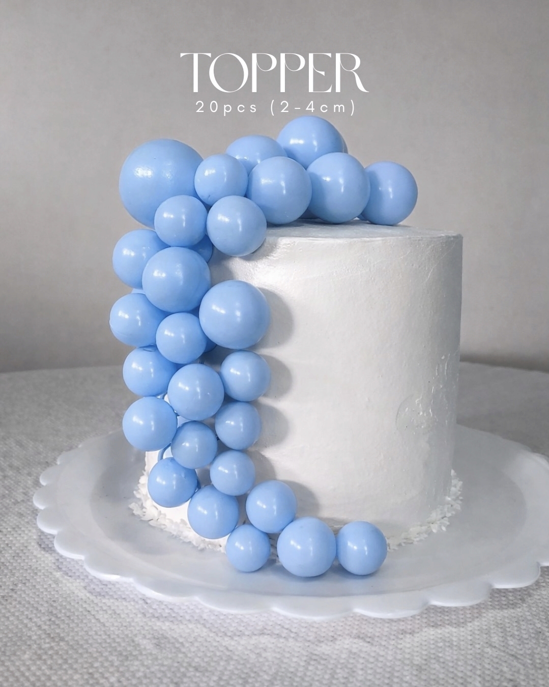 WhatsApp Image 2026-05-27 at 08.21.53 (1) Toppers Esferas Bolas Para Tortas Plasticas CELESTES Varias Medidas en el Pack x 20 Unidades. - Imagen 1