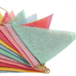Banderin de Arpillera MULTICOLOR PASTEL . Mide Aprox 1.8 mts.