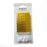 SET DE VELAS ZIG ZAG X 6 CON PORTAVELA DORADA O PLATEADA