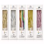 Velas ONDAS METALIZADAS X 6. Con Portavelas.  Varios Colores.