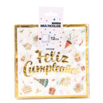 Servilletas FELIZ CUMPLEAÑOS BLANCAS con Stamping Dorado x 12
