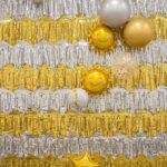 Set de Cortinas PARA FONDO BICOLOR DORADO Y PLATA.