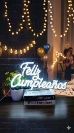 Cartel LED LUMINOSO FELIZ CUMPLEAÑOS. Mide 42x 20 cm USB - Imagen 2