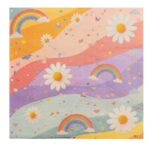 Servilletas Cuadrille MARGARITAS Y ARCOIRIS x 20 Papel Tissue. Miden Aprox 16,5 x 16,5 Cm.