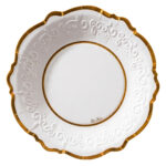 Plato Liberty Relieve Blanco y Dorado 21 cm  Trae 10 Unidades. - Imagen 3