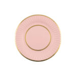 Plato Doble Borde Dorado Rosa Pastel 18 cm  Trae 10 Unidades.