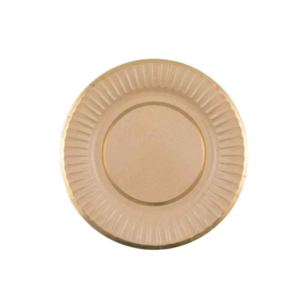 PLF14 Plato Doble Borde Dorado Kraft 18 cm Trae 10 Unidades. - Imagen 1