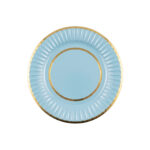 Plato Doble Borde Dorado Celeste Pastel 18 cm  Trae 10 Unidades.
