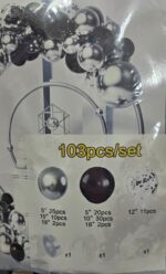 SET DE GLOBO ARCO NEGRO Y PLATA 103 PIEZAS. - Imagen 2