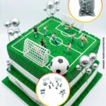 SET CAKE TOPPER FUTBOL 27 PIEZAS CON ESFERAS PLATEADAS