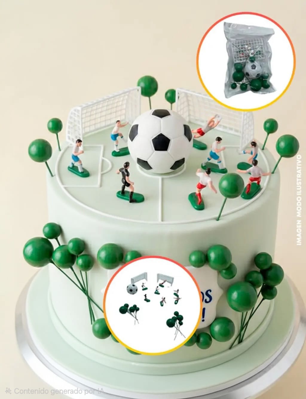 WhatsApp Image 2026-07-02 at 12.53.27 SET CAKE TOPPER FUTBOL 27 PIEZAS CON ESFERAS VERDES - Imagen 1