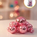 SET CAKE TOPPERS ESFERAS BOLAS DE BOLICHES ESPEJADAS ROSAS X 10 Unidades Medidas Varias