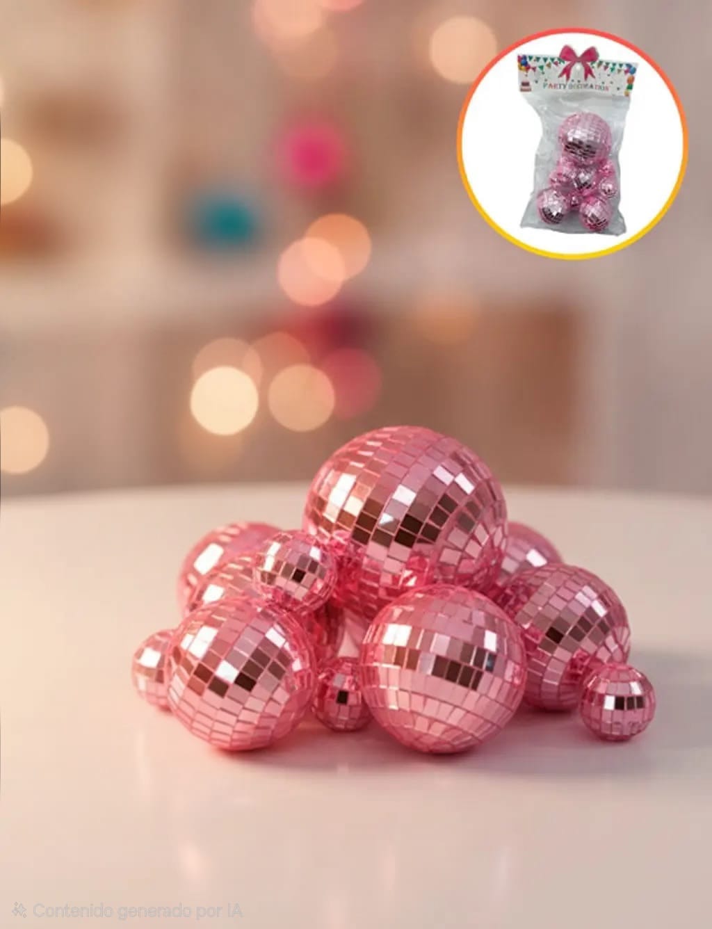 WhatsApp Image 2026-07-02 at 13.13.45 SET CAKE TOPPERS ESFERAS BOLAS DE BOLICHES ESPEJADAS ROSAS X 10 Unidades Medidas Varias - Imagen 1