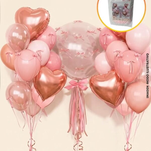 Set de Globo XL 46 Piezas COQUETTE ROSAS