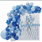 Set de Globo XL:  72 Piezas  ARCO ORGANICO FC +CORTINA SHIMMER CELESTE