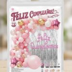 Set de Globo XL:  72 Piezas  ARCO ORGANICO FC +CORTINA COMUN ROSAS