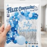 Set de Globo XL:  72 Piezas  ARCO ORGANICO FC +CORTINA COMUN CELESTE