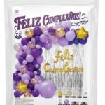 Set de Globo XL:  72 Piezas  ARCO ORGANICO FC +CORTINA COMUN LILA Y VIOLETAS