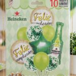 Set de Globos FELIZ CUMPLEAÑOS BOTELLA HEINEKEN. 10 Globos