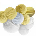 LAMPARAS DE PAPEL ACORDEON  x 3 Unidades en 3 Medidas: BLANCO Y AMARILLO