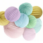 LAMPARAS DE PAPEL ACORDEON  x 3 Unidades en 3 Medidas: COLORES PASTELES SURTIDOS