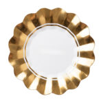 Plato NEW WAVE Blanco Borde Stamping Dorado 23 cm  Trae 10 Unidades.