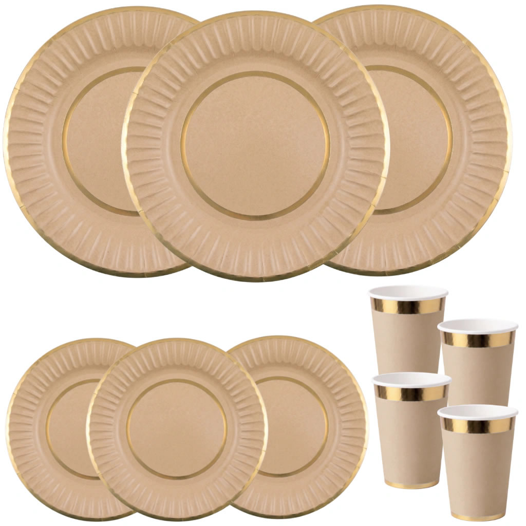 platonuevo16 Plato Doble Borde Dorado KRAFT 23 cm Trae 10 Unidades. - Imagen 1